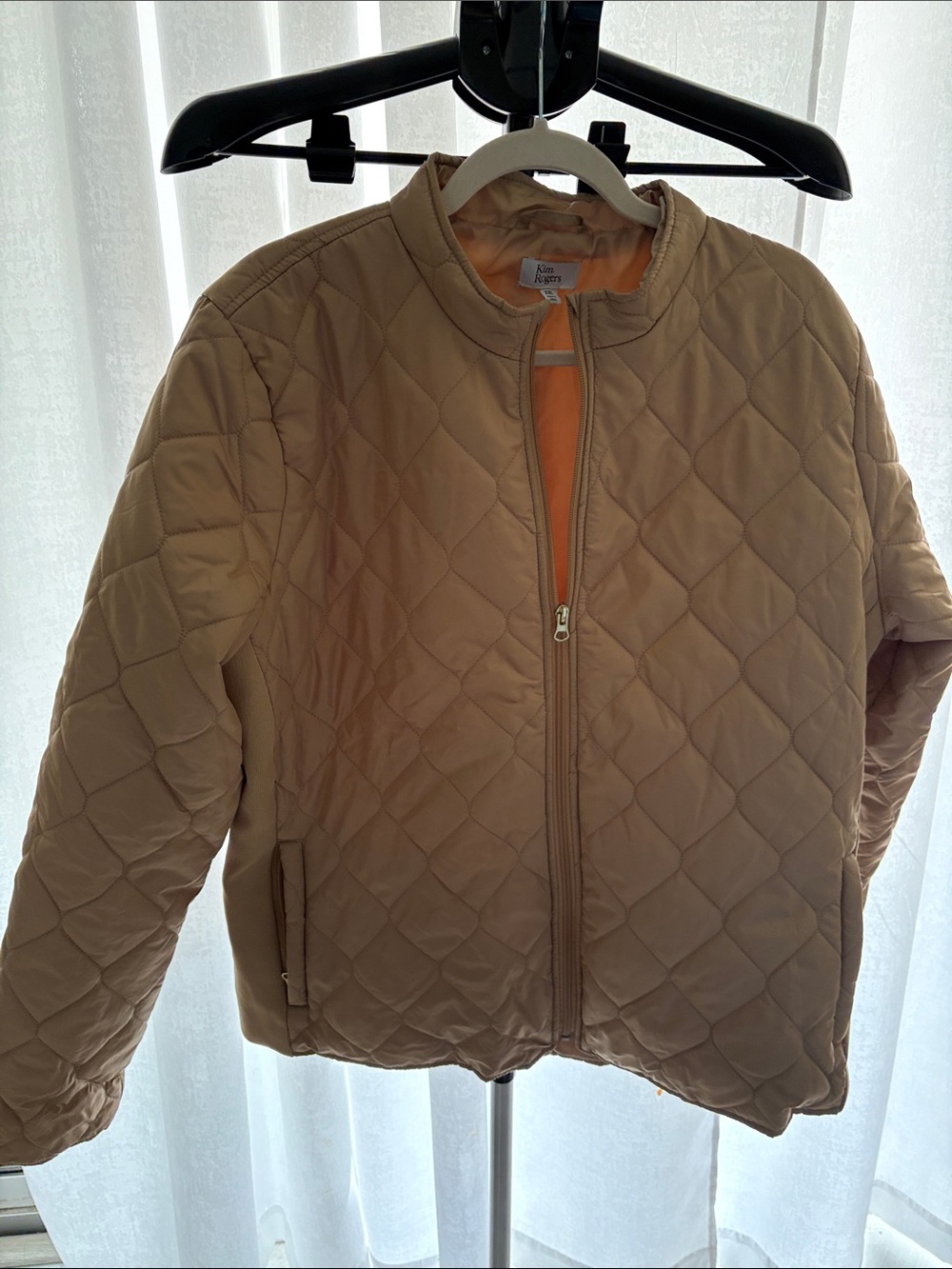 Kim Rogers Quilted Puffer Jacket in Beige